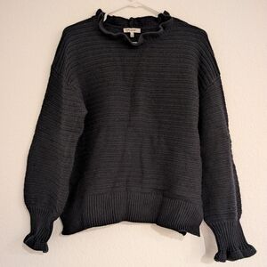 Madewell Women's Black Ruffled Sweater